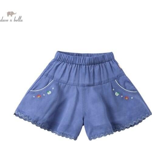 DBJ17228-2 dave bella summer baby girls fashion bow floral pockets shorts children kids girl cute pants infant toddler trousers
