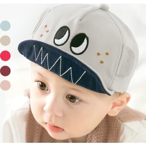 Cartoon Baby Cotton Caps Girl Boys Peaked Cap Summer Infant Sun Hat With 3d Ears Eyes Pattern Toddler Bebe Topee Baseball Cap