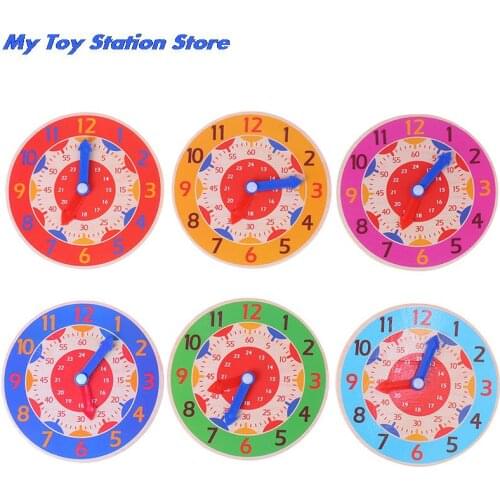 Children Montessori Wooden Clock Toys Hour Minute Second Cognition Colorful Clocks Toys for Kids Early Preschool Teaching Aids