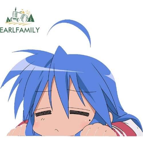 EARLFAMILY 13cm For Lucky Star Graffiti Car Stickers Motorcycle Decal Waterproof Anime Car Door Protector Vinyl Material Decor