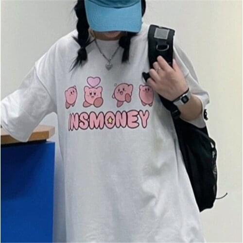 Summer New Short Sleeve T-Shirt Women Japanese Harajuku Style Hot Cartoon Letter Print Loose Cute Student Tee Shirt Girls Tops