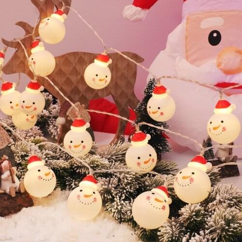 LED Snowman Santa Claus Holiday Fairy Garlands String Light 1.5/3/6M Battery Powered Decoration Christmas New Year Garden