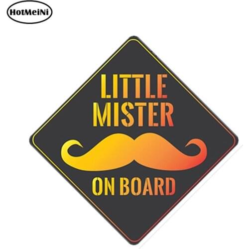 HotMeiNi 13cm x 13cm Little Mister on Board Moustache Car Sticker Baby on Board Rear Windshield Decal Reflective Car Styling