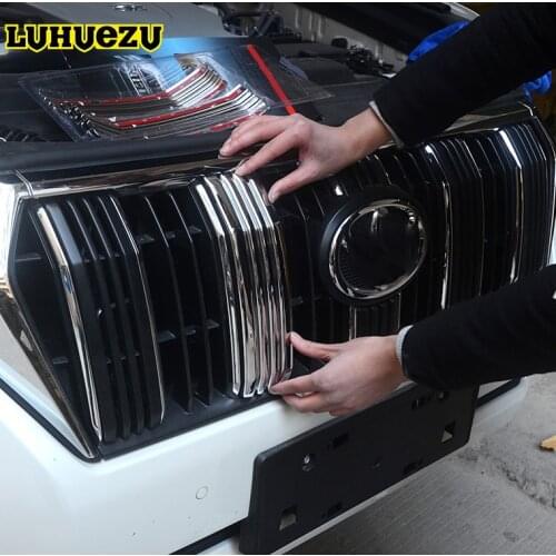 Chrome ABS Front Grille Cover Decoration Trims For Toyota Land Cruiser Prado 2018 FJ150 Accessories