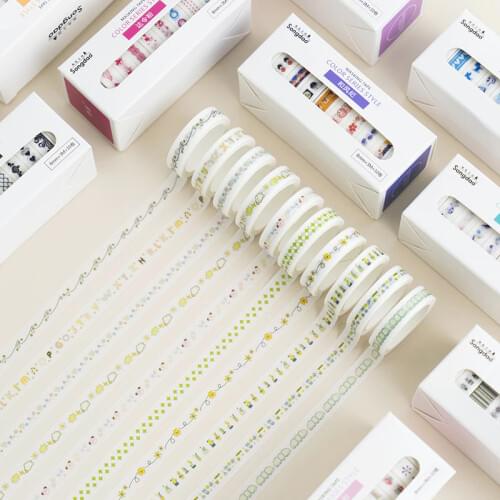 10PCS Scrapbooking DIY Adhesive Washi Tape Set Decorative Photo Masking Tape School Stationery Supplies Materials Sticker Scotc