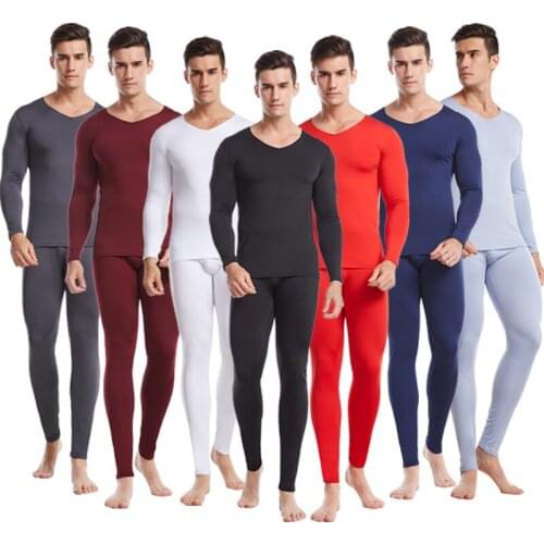 Thermal Underwear Sets For Men Winter Thermo Underwear Long Johns Winter Clothes Men Thick Thermal Clothing Solid Drop Shipping