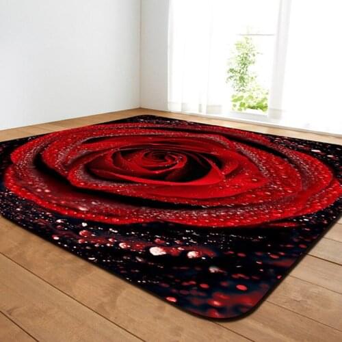 LIU Large Size Rose Valentine Carpet For Living Room 3D Home Decoration Bedroom Mats Non-slip Bed Bedside Area Rug