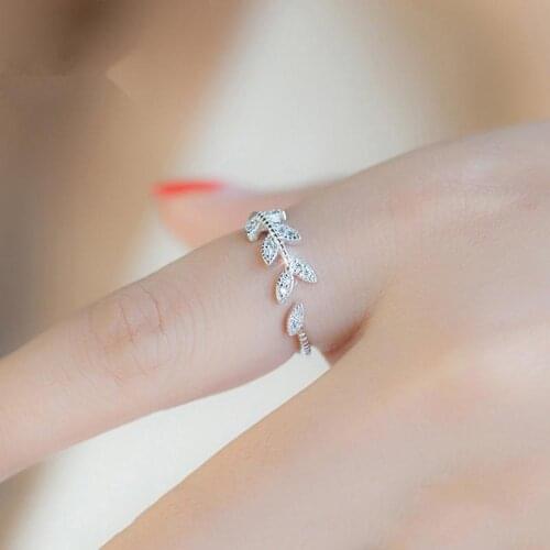 Leaf Crystal Engagement Rings Womens Eternity Wedding Band Rings for Female Rose Gold Rings Jewelry Gifts