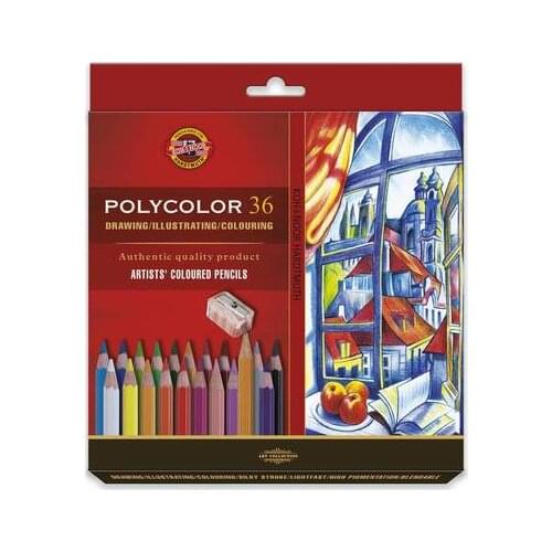 Koh-I-Noor Polycolor Drawing Pencil Set, 24/36/48/72 Assorted Colored Pencils In Paper Box,3.8mm Oily Colored Lead