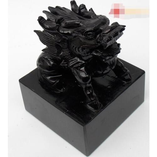 Natural black ink jade unicorn seal can be customized town house decoration chapter free lettering gift certificate