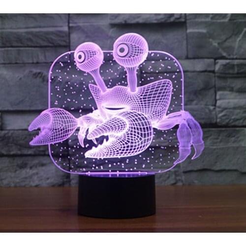3D LED Night Light Crab with 7 Colors Light for Home Decoration Lamp Amazing Visualization Optical Illusion Awesome