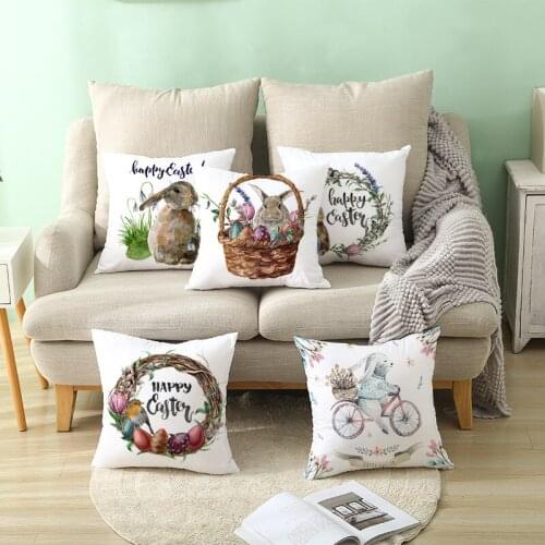 Easter Cushion Cover Bunny Decorative Pillowcase For Sofa/Bedroom/Office Throw Pillows Covers Simple Home Party Decor 45*45cm/Pc