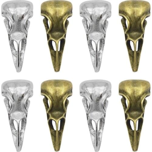 6Pcs Raven Skull Charms Alloy Animals Bird Head Pendant 31*14mm Tibetan Silver Plated Pendants Antique Jewelry Making DIY Gift