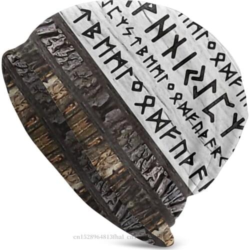 Vikings Skullies Beanies Caps Elder Futhark Knitted Hat Winter Warm Bonnet Hats Men Womens Street Ski Cap