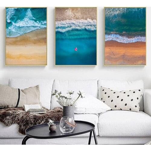 Nordic Beach Ocean Surfing Scenery Canvas Painting Art Poster Decorative Print Wall Scandinavian Decoration Picture Home Decor