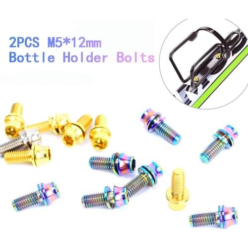 TC4 Titanium Bicycle Bottle Holder Bolts with Washer M5*12mm MTB Road Bike Screws Ultralight Oil Slick Bottle Cage Fixing Bolts
