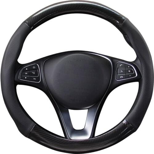 Carbon fiber Good Grip Anti-Skid Car Steering Wheel Cover For 37 - 38 CM 14.5"-15" Ring M Size Steering-Wheel Car Styling Carpet