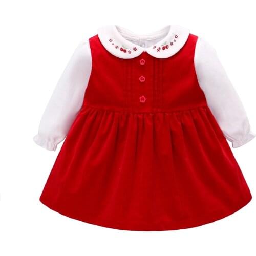 Vlinder Baby Girl dress Baby Girl Clothes Childrens Dress Baby Princess Dress Red Corduroy Birthday Dress for girls 9M~3T