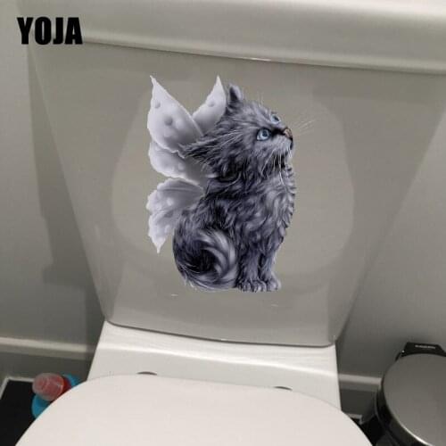 YOJA 19.2*23.1CM Angel Persian Cat Wall Decal Kids Room Decor Creative Cartoon Toilet Sticker T1-0176