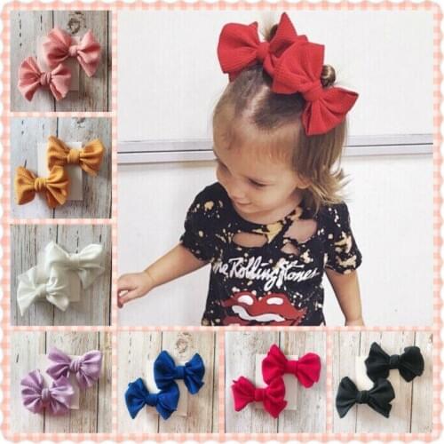 New 2PCS/Set Kids Baby Girls Big Bows Hairpins Ribbon Hair Bow Latch Clips Hair Clip