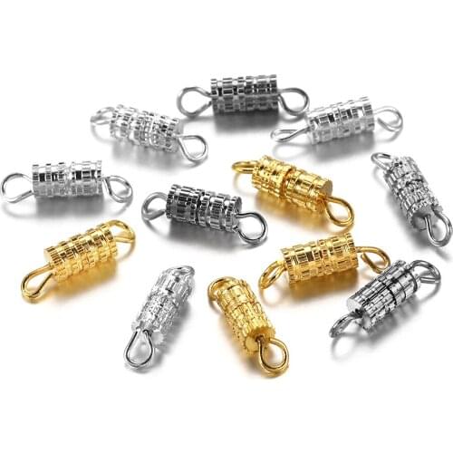 30pcs Gold Silver Color Cylinder Fasteners Buckle Closed Screw Clasp Connectors for DIY Jewelry Making Accessories Findings
