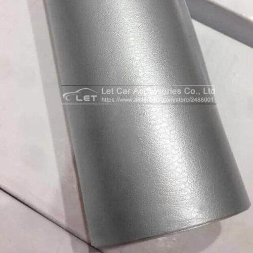 Silver Leather Grain Texture Vinyl Car Wrap Sticker Decal Film Sheet Adhesive Sticker Interior Car Styling Covering Wrapping