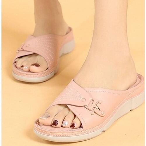 Sa Demeng Dropshipping Summer Shoes Women Slippers Thick Sole Women Slippers Flat Summer Holiday Shoes Soft Slides Pink Blue