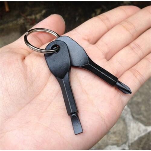 1 Set Mini Screwdriver Key Shape Slotted Screwdrivers Portable Keychain Pocket Multifunction Phillips screwdriver Repair Tool