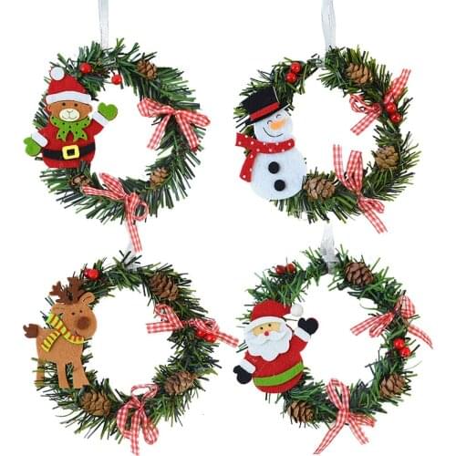 1pcs Mini Christmas Wreath Handmade Wall Hanging Wall Door Decoration Garland New Year Party Christmas Party Decoration