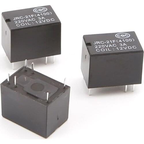 10pcs JRC-21F 4100 DC Mini Power Relay 6-pin PCB Mount Circuit Board Relays 3V 5V 12V W315
