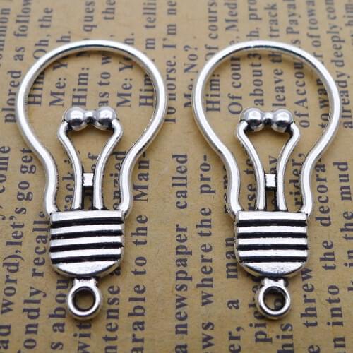 10 pieces/lot 20*36mm Antique silver color Metal lamp bulb Charm Pendant Bracelet Key chain DIY handmade accessory