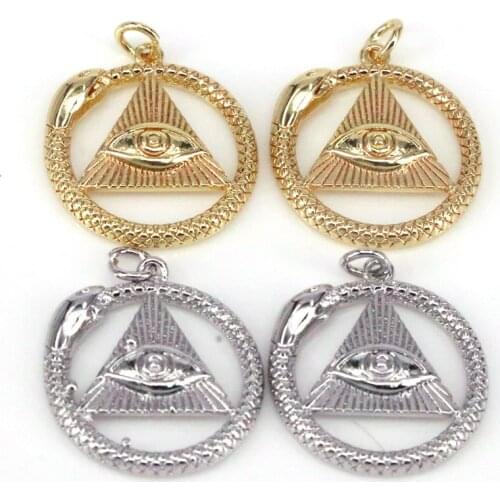 10Pcs , Metal Copper Gold Silver Color Eye Charms Boho Pendants Diy Necklace Charm Accessories Fashion Jewelry New arrival