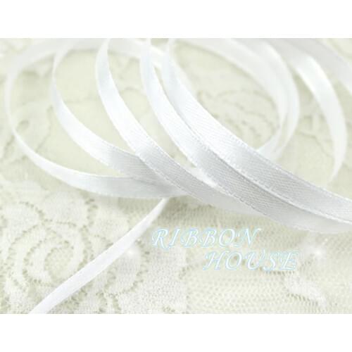 25 yards/roll) 1/4" (6mm) White Single Face Satin Ribbon Webbing Decoration Gift Christmas Ribbons