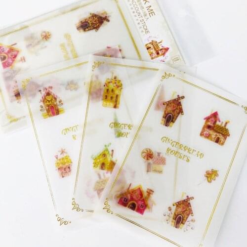 3 Sheet/Pack Golden Bling Gingerbread House Decorative Stickers Diary Notebook Decoration