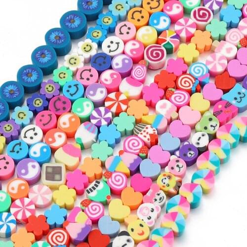 40pcs 10mm Clay Beads Smile Soft Polymer Clay Spacer Loose Beads for Jewelry Making DIY Phone Chain Keychain Bracelet Necklace