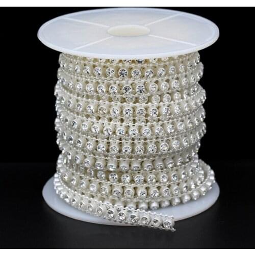 1yard in bulk Acrylic abs pearl chain sew on crystal rhinestone chain beads chain sewing accessory DIY craft clothing Decoration