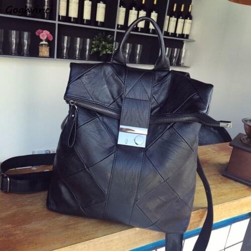 Backpacks Women PU Leather Casual Office Ladies Simple Modern Luxury Stylish Large Capacity Waterproof Ulzzang Soft All-match