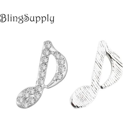 Free shipping 22mm 50PCS flatback music note rhinestone button(BTN-5612)