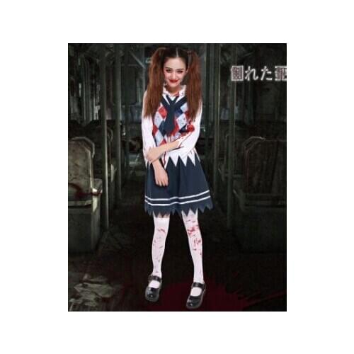 Free shipping halloween costume Terrorist bloody student uniforms cosplay costume free size