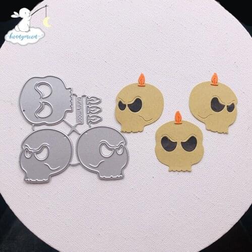 Bunnymoon Halloween Skulls Metal Cutting Dies 3D DIY Scrapbooking Carbon Sharp Craft Die Photo Invitation Cards Decoration