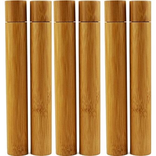 Hot 1pcs Natural Bamboo tube Toothbrush Travel Case Reusable Bamboo Portable Travel holder set Washable tooth brush stand