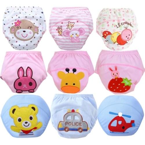 Kids Cotton Training Pants Panties Baby Diapers Reusable Cloth Diaper Nappies Washable Underwear Infants Children Nappy Changing