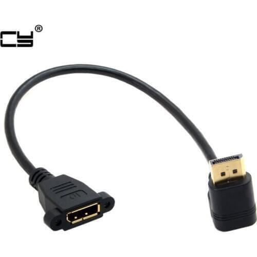 DisplayPort Display Port Male to Female 90 Degree Up Down Angled Extension Cable for CRT LCD Monitors Projectors 30cm Black
