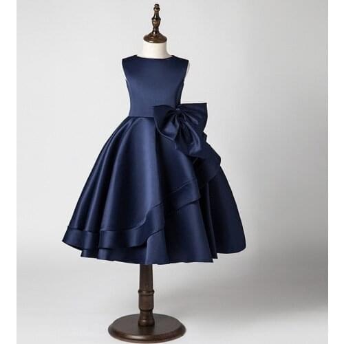 Flower Girl Elegant Dress Children Birthday Baptism Party Wear Dresses For Kids Big Bow Frocks Teenage Girls Boutique Dresses