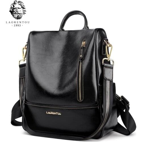 Женские кожаные рюкзаки LAORENTOU China At AliExpress