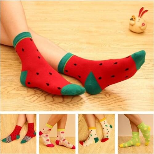 Hot cartoon fruit cotton watermelon lemon strawberry banana avocado women Korean version of socks fashion street socks