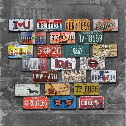 Number License Metal Tin Sign Vintage Home Decor Painting Bar Garage Cafe loft Pub Wall Poster Iron Car Plate Plaque Decals Gift