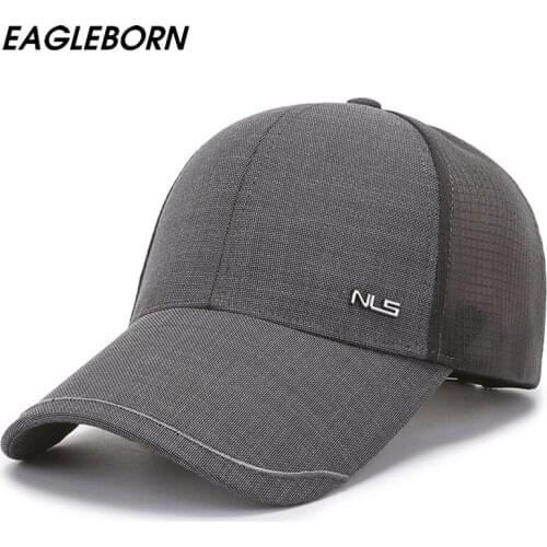EAGLEBORN Hat Men Summer Sun Visor Dad Hat Baseball Cap Mesh Cap Breathable Simple Design Black Mesh Caps Peaked Sun Hat For men