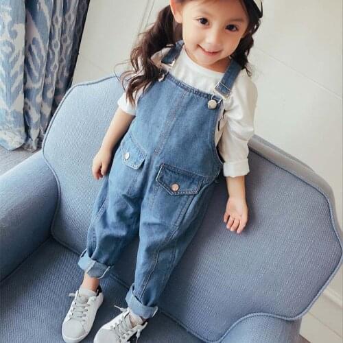 Hot 2020 Spring Fall New Little Girls Fashion Denim Overalls Braces Pants Baby Infant Kids Leisure Jeans Childres Trousers X68