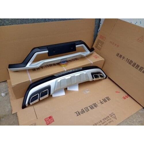 High quality plastic ABS Chrome Front&rear Bumpers Skid Protector Molding 2pcs For 2016-2018 Hyundai Tucson(front + back)